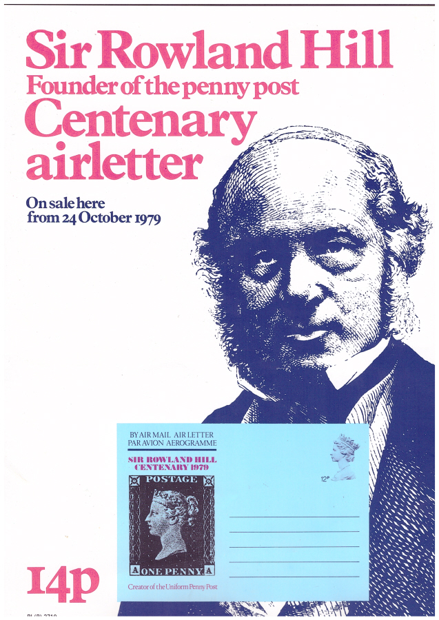 (image for) 1979 Rowland Hill Airletter Post Office A4 poster. PL(P) 2719.